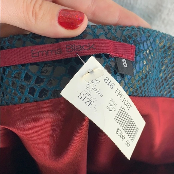 Emma Black Leather Embossed Asymmetrical Skirt - Picture 8 of 9